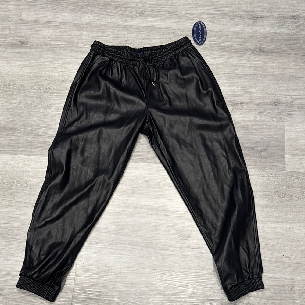 Faux Leather Joggers - Black